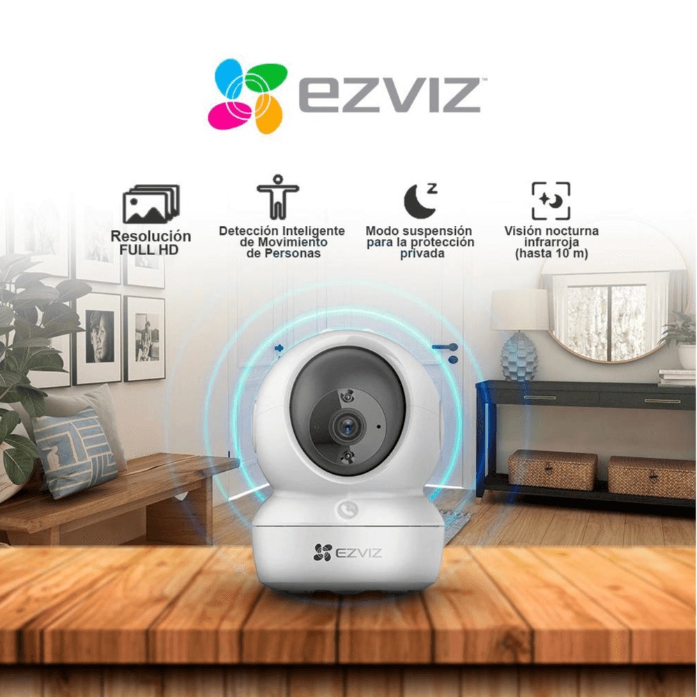 EZ-CS-H6C-R101 Cámara WiFi 1080p Panorámica con Visión Nocturna, Seguimiento Automático y Audio Bidireccional
